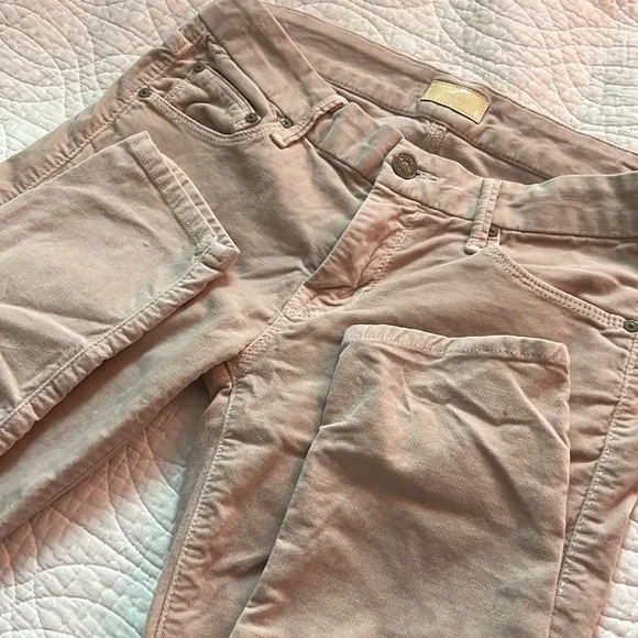 MOTHER The Looker Velvet Pant Jean Mauve Pink Size 27 Skinny Ankle Crop - Picture 4 of 14